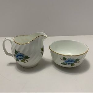 ADDERLEY mini Cream and Sugar set bone china England tea coffee floral print